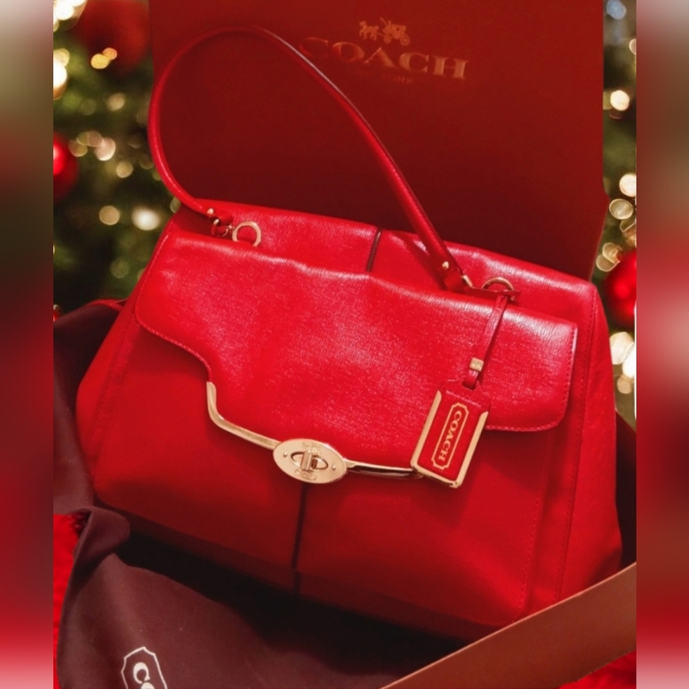 Coach Red Madison Leather Handbag in EUC with Box and Dustbag